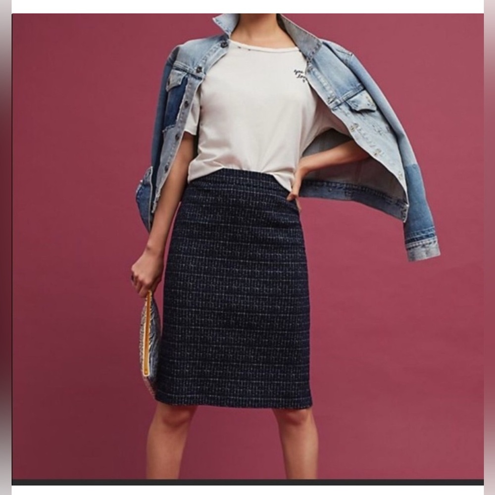 Anthropologie Navy Pencil Skirt